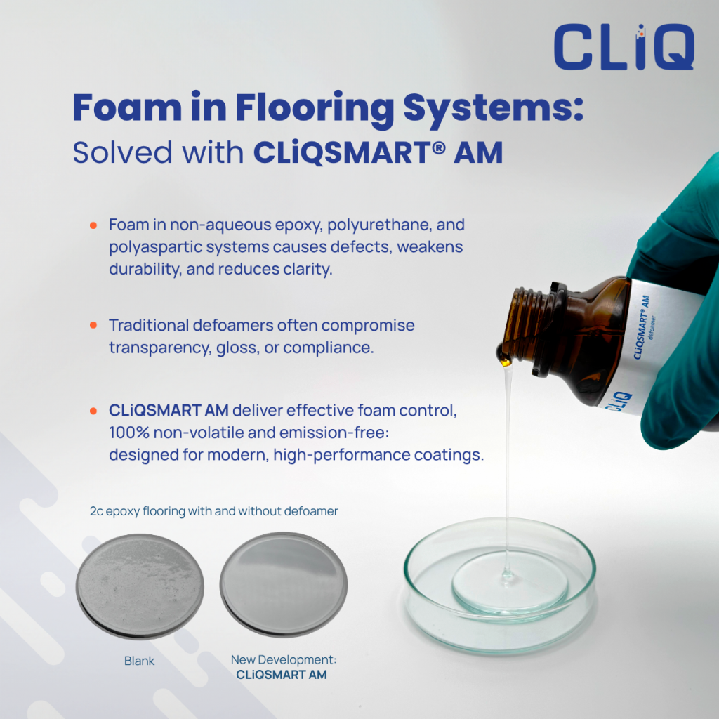 CLiQSMART AM defoamer demonstration – foam control in epoxy flooring systems
